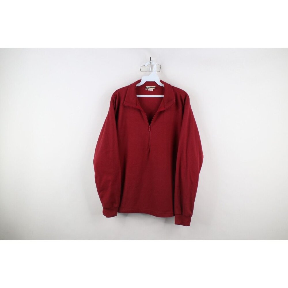 Vtg 80s 90s Nashbar Cycling Mens Medium Blank Half Zip Fleece Sweater Red USA